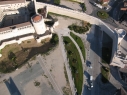Vista aérea del tramo de la muralla de la Puerta de San Basilio al Castillo